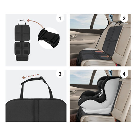 Protectie scaun auto cu strat antialunecare din silicon, Negru, Sipo 724867