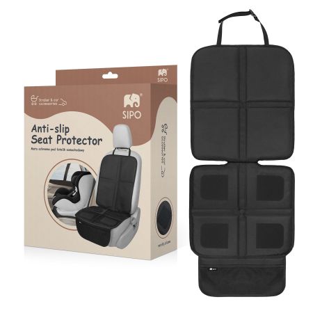 Protectie scaun auto cu strat antialunecare din silicon, Negru, Sipo
