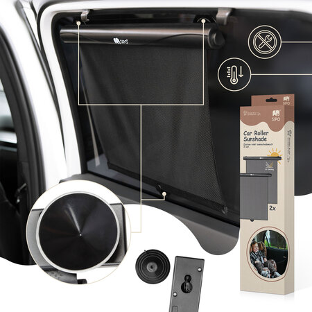 Set 2 parasolare tip rulou pentru geam auto, Negru, Sipo 724875