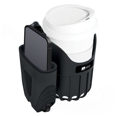 Suport 2 in 1 pentru pahar si telefon, Negru, Sipo 724898