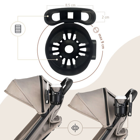 Suport 2 in 1 pentru pahar si telefon, Negru, Sipo 724894