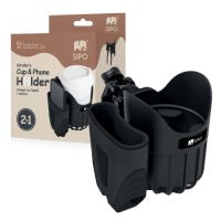 Suport 2 in 1 pentru pahar si telefon, Negru, Sipo