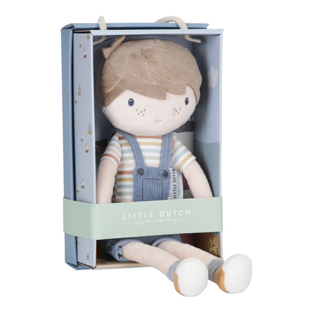 Papusa textila Jim, 35 cm, 12 luni+, Vintage Sunny Stripes, Little Dutch