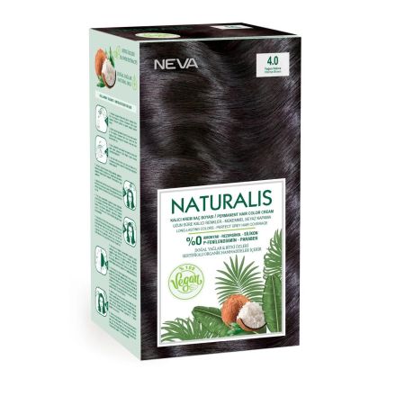 Vopsea de par vegana fara amoniac Naturalis, 4.0, Saten Intens, 150 ml, Neva