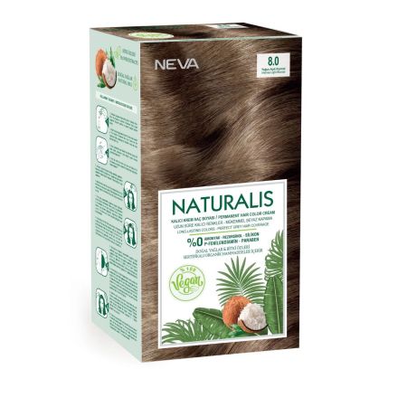 Vopsea de par vegana fara amoniac Naturalis, 8.0, Blond Deschis Intens, 150 ml, Neva