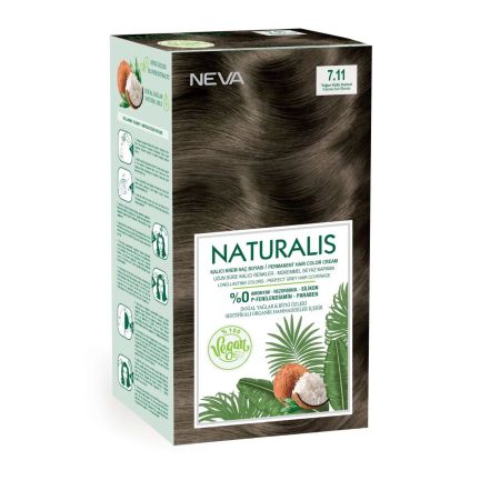 Vopsea de par vegana fara amoniac Naturalis, 7.11, Blond Cenusiu Intens, 150 ml, Neva