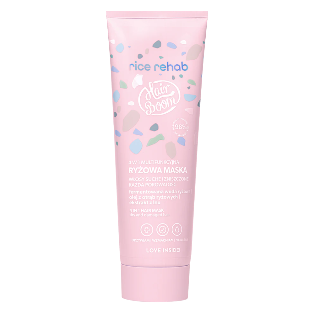 Masca de par multifunctionala cu orez HairBoom Rice Rehab, 200 ml, BodyBoom