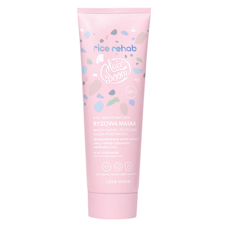 Masca de par multifunctionala cu orez HairBoom Rice Rehab, 200 ml, BodyBoom