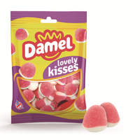 Jeleuri gumate cu aroma de capsuni, Lovely Kisses, 80 g, Damel