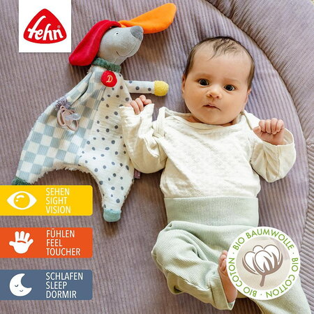 Jucarie cu inel pentru suzeta Catelus, 0 luni+, Fehn 725319