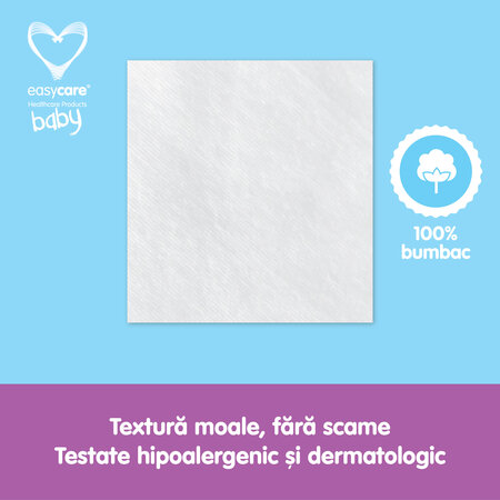 Dischete igienice patrate pentru bebelusi si copii, 10x9.5cm, 60 bucati, EasyCare Baby 725482