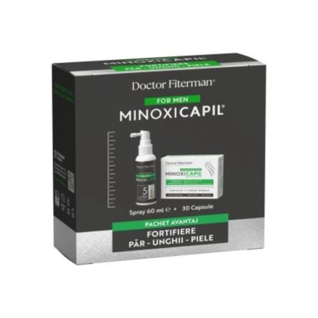 Pachet Fortifiere Par, Piele, Unghii Minoxicapil Men, 60 ml + 30 capsule, Doctor Fiterman