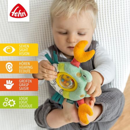 Jucarie zornaitoare pentru bebe Crabul vesel, 3 luni+, Fehn 725363