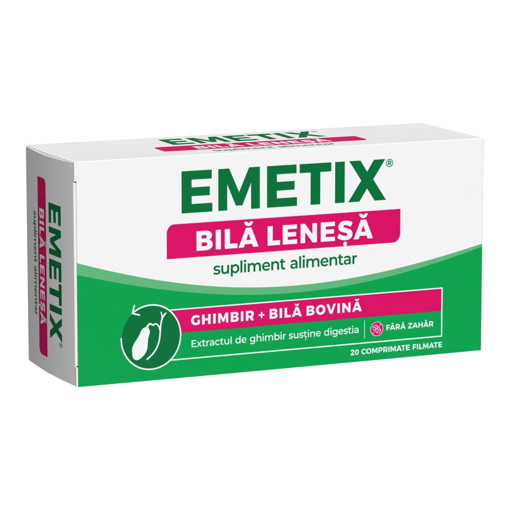 Emetix bila lenesa, 20 comprimate filmate gastrorezistente, Fiterman Pharma