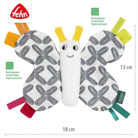 Jucarie fosnitoare Fluturas vesel, 0 luni+, Fehn 725398
