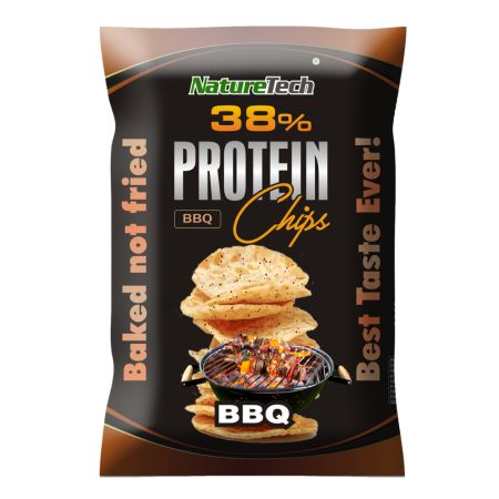 Chipsuri proteice 38% cu aroma de BBQ, 50 g, Nature Tech