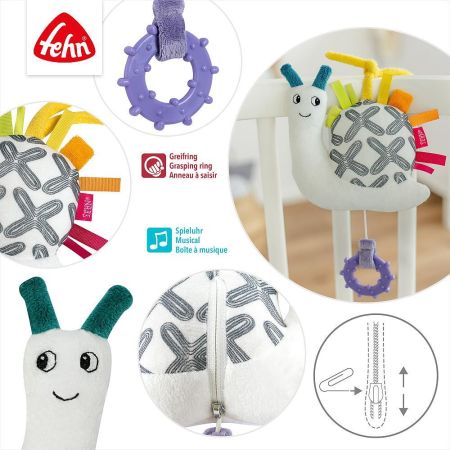Jucarie muzicala mini Melc prietenos, 0 luni+, Fehn 725421
