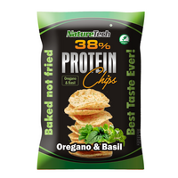 Chipsuri proteice 38% cu aroma de oregano si busuioc, 50 g, Nature Tech