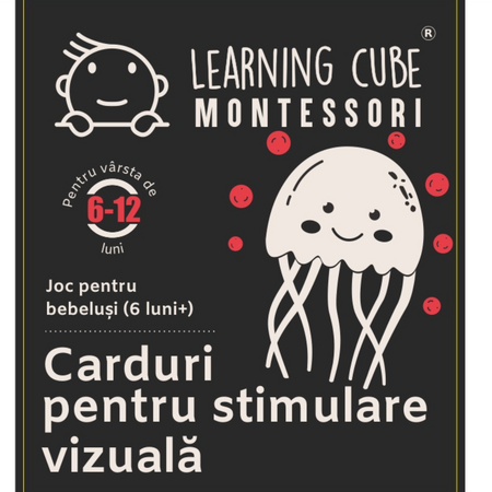 Carduri pentru stimulare vizuala tricolore, 6-12 luni, K-Toyz