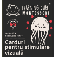 Carduri pentru stimulare vizuala tricolore, 6-12 luni, K-Toyz