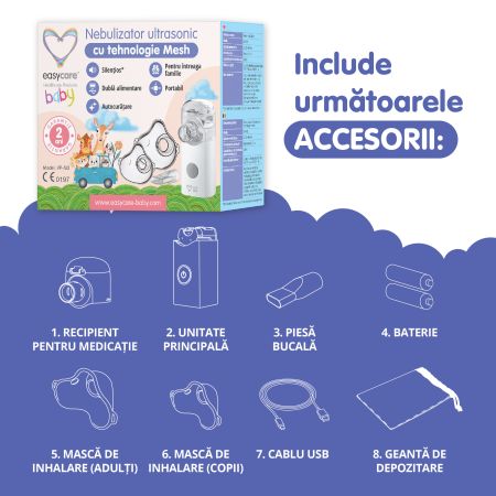 Nebulizator ultrasonic cu tehnologie mesh, VP-M3, EasyCare Baby 725506