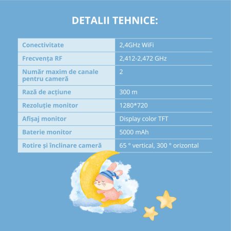 Monitor cu camera WiFi 2in1, EasyCare Baby 725516