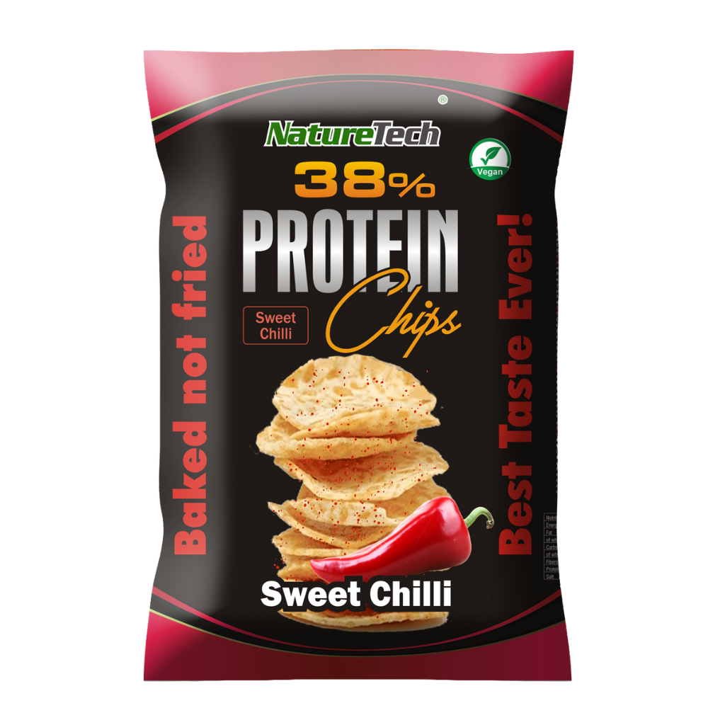Chipsuri proteice 38% cu aroma de Sweet Chilli, 50 g, Nature Tech