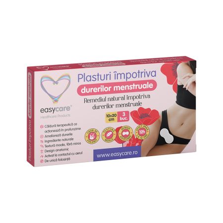Plasturi impotriva durerilor menstruale, 10x20 cm, 3 bucati, EasyCare