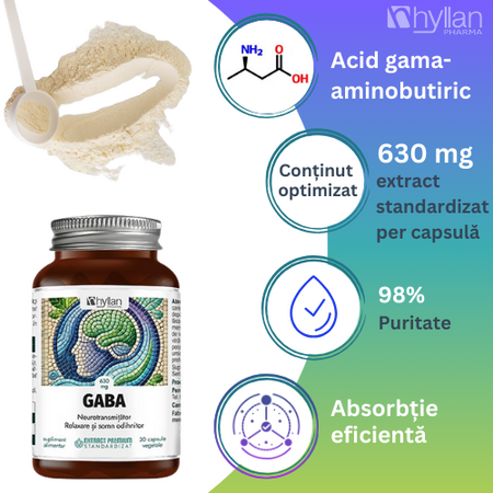 GABA, 630 mg, 30 capsule vegetale, Hyllan 725549