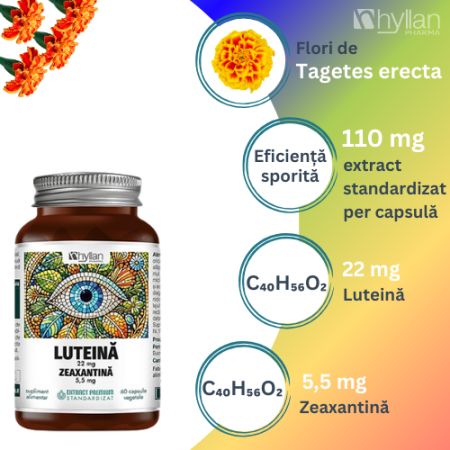 Luteina si Zeaxantina, 60 capsule vegetale, Hyllan 725557