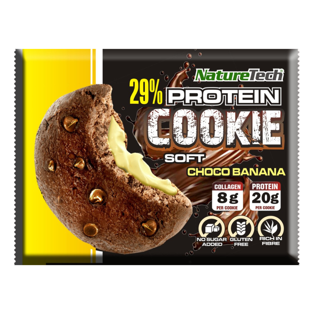 Prajitura moale cu proteina 29% si colagen, Banana, 70 g, Nature Tech