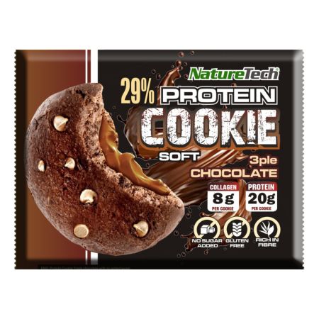Prajitura moale cu proteina 29% si colagen, Ciocolata, 70 g, Nature Tech