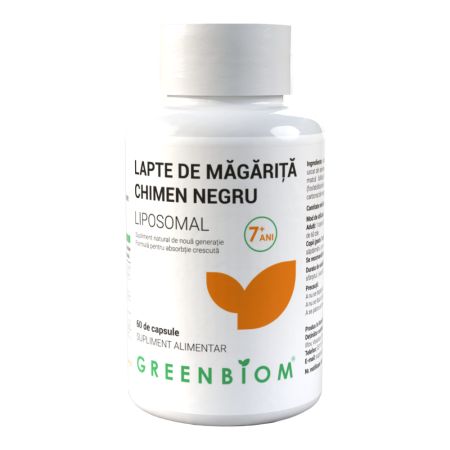 Lapte de magarita si chimen negru liposomal, 60 capsule, Greenbiom