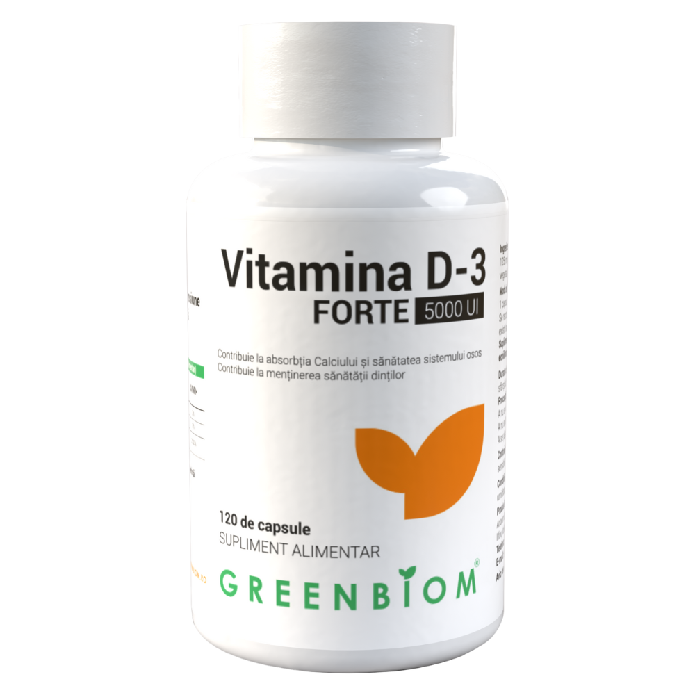 Vitamina D3 Forte, 5000 UI, 120 capsule, Greenbiom