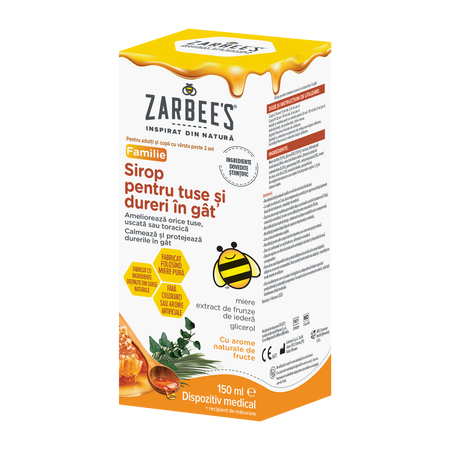 Sirop pentru tuse si dureri in gat, 2 ani+, 150 ml, Zarbee's