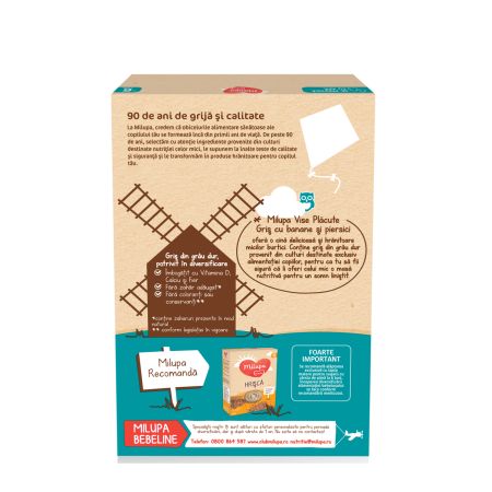 Cereale Gris cu banane si piersici Vise Placute, 6 luni+, 250 g, Milupa 726223