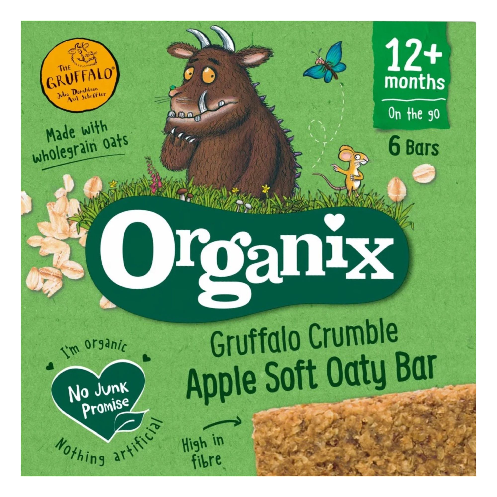 Batoane Bio din ovaz integral cu mere, +12 luni, 6 x 23 g, Organix