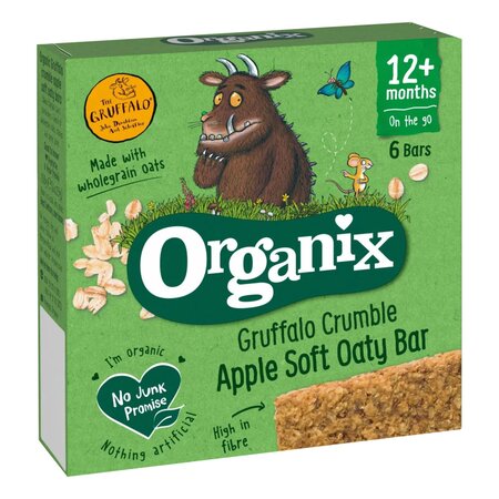 Batoane Bio din ovaz integral cu mere, +12 luni, 6 x 23 g, Organix 725935