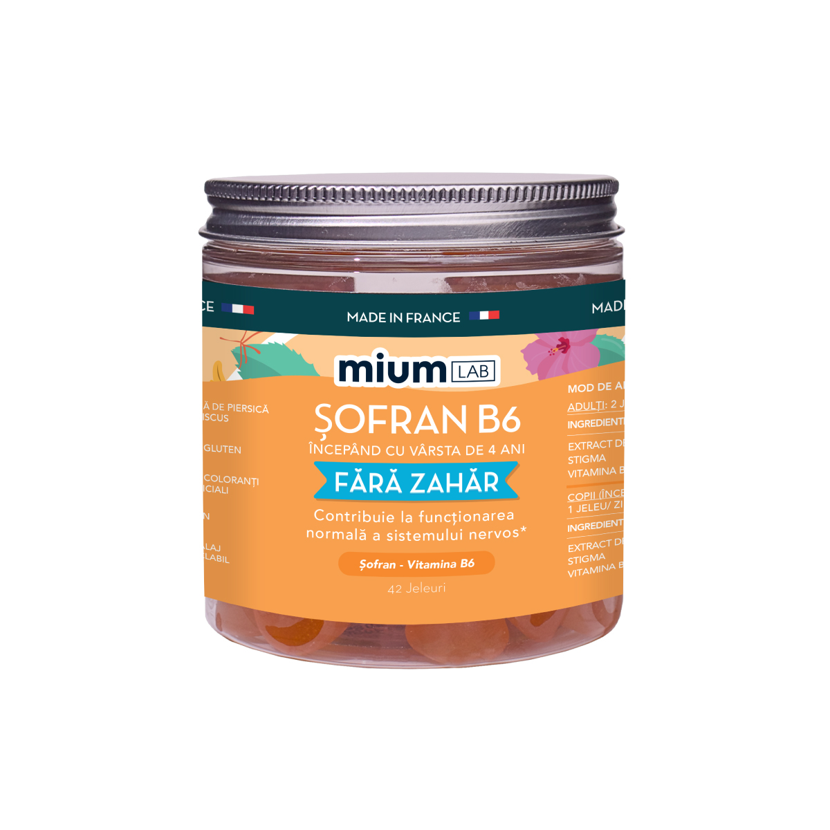 Jeleuri cu extract de Sofran si B6, 4 ani+, 42 bucati, Mium Lab