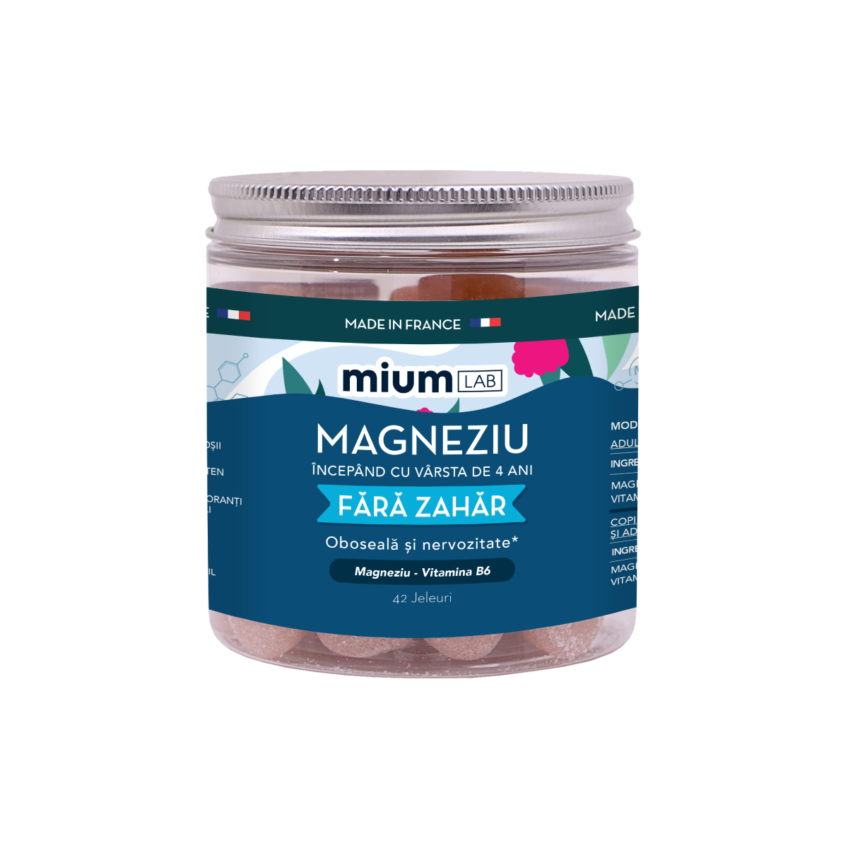 Jeleuri cu Magneziu si Vitamina B6, 4 ani+, 42 bucati, Mium Lab