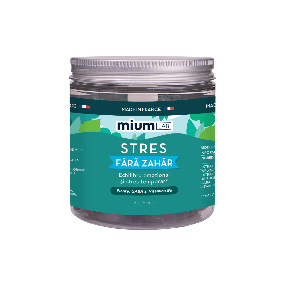 Jeleuri cu plante, GABA si Vitamina B6, Stres, 42 bucati, Mium Lab