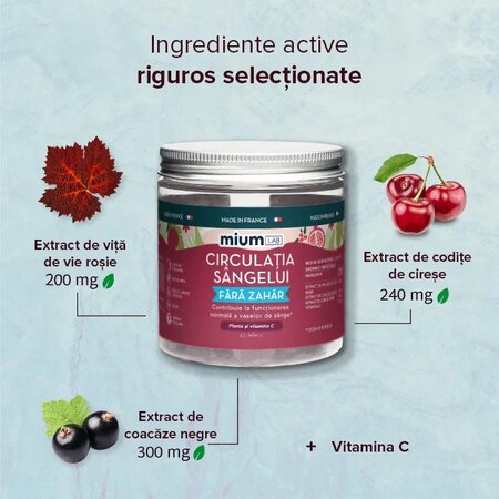 Jeleuri cu plante si vitamina C, Circulatia Sangelui, 42 bucati, Mium Lab 726021