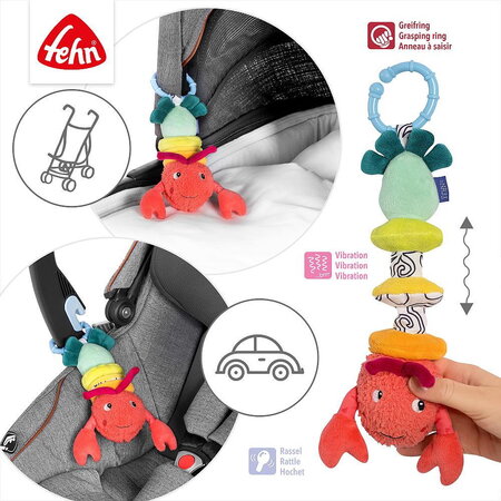Jucarie pentru carucior cu vibratii, Racul vesel, 3 luni+, Fehn 726074