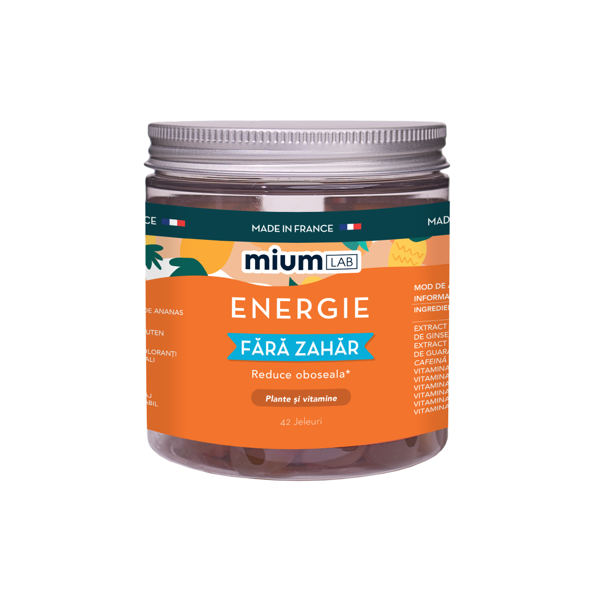 Jeleuri cu plante si vitamine, Energie, 42 bucati, Mium Lab