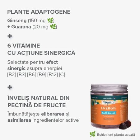 Jeleuri cu plante si vitamine, Energie, 42 bucati, Mium Lab 726078