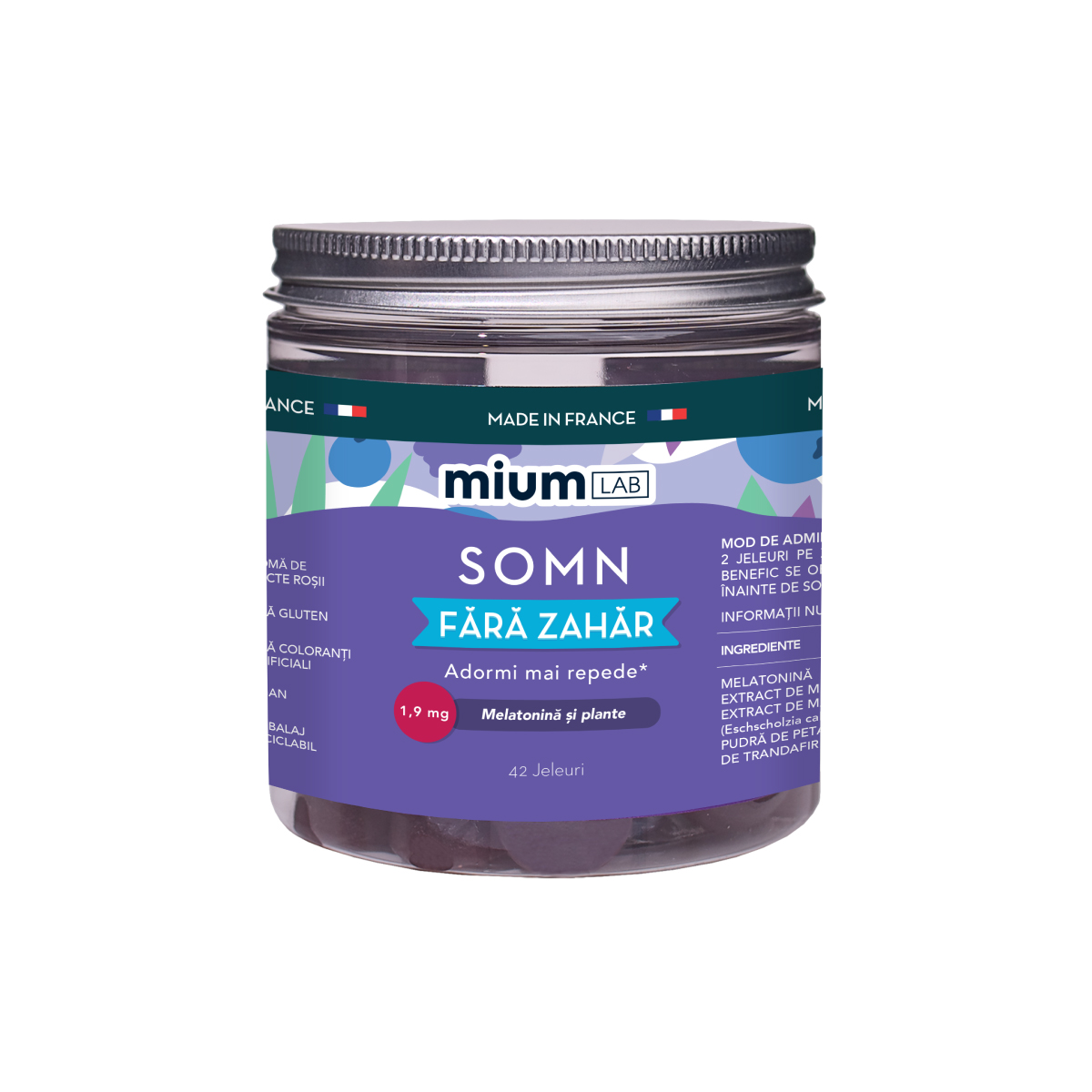 Jeleuri cu plante si melatonina, Somn, 42 bucati, Mium Lab
