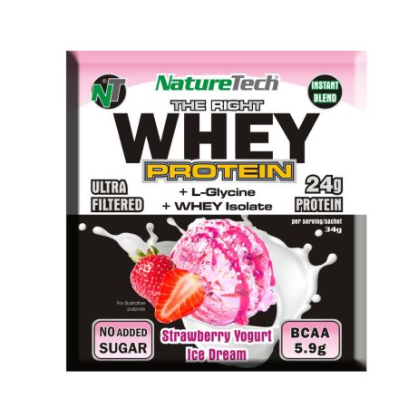 Pudra cu proteina 24g Mix Instant, Iaurt si Capsune, 34 g, Nature Tech