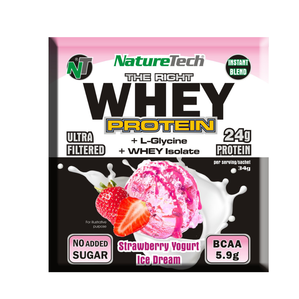 Pudra cu proteina 24g Mix Instant, Iaurt si Capsune, 34 g, Nature Tech