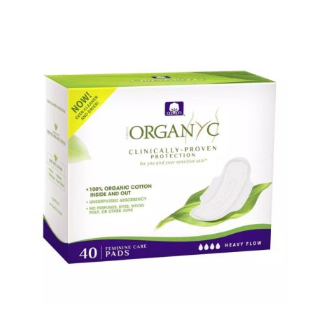 Absorbante intime pentru noapte din bumbac, 40 bucati, Organyc
