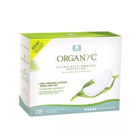 Absorbante intime din bumbac organic Superflow, 28 bucati, Organyc